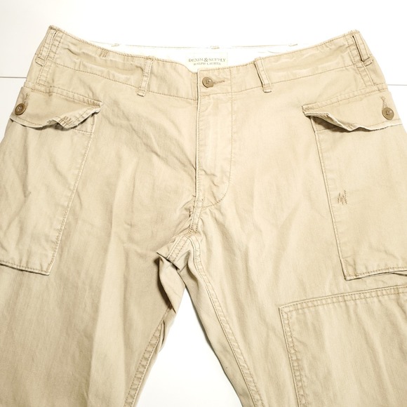 Denim & Supply Ralph Lauren Cargo Pants Khaki Military Mens 34x32 (36x31)